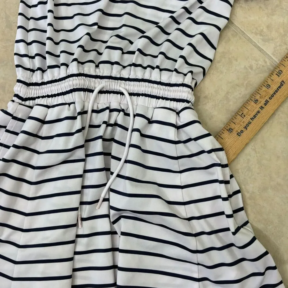 Ralph Lauren X Girls Striped Dress elastic drawstring waist  Size S (7) pockets